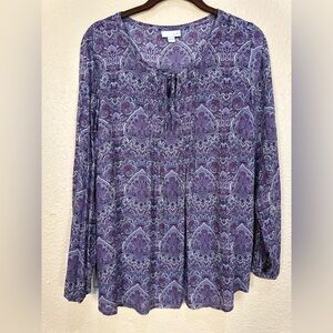 J Jill Boho Long Sleeve Blouse SM